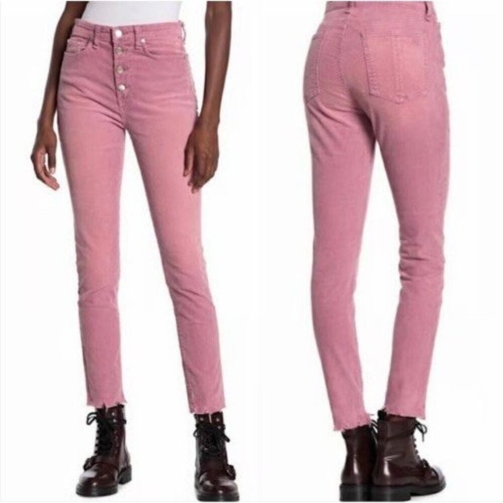 Rag & Bone Nina High-Rise Ankle Skinny Corduroy Button Fly Jeans Size‎ 27 Mauve